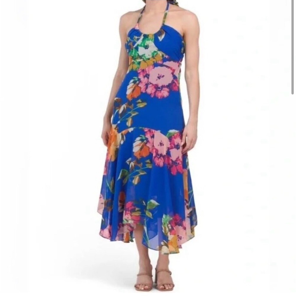 NWT Taylor Royal Blue Floral Maxi Dress